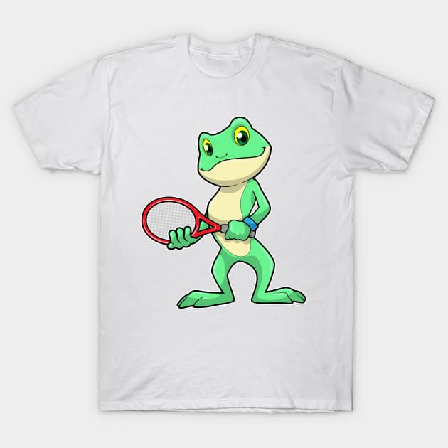 Frog at Tennis with Tennis racket T-Shirt by Markus Schnabel